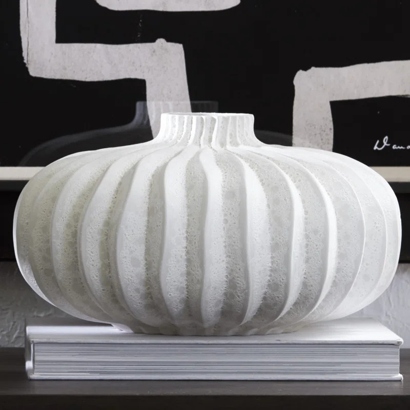 Lithos White 7'' Ceramic Table Vase | Wayfair North America