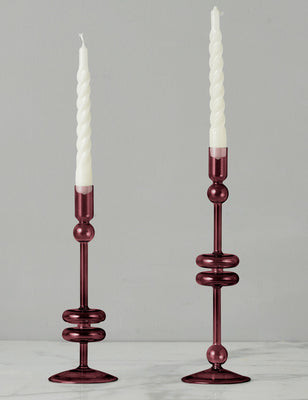 Glass Candlestick Pair (Set of 2) by et�HOME, Clear, Large | Lulu and Georgia 