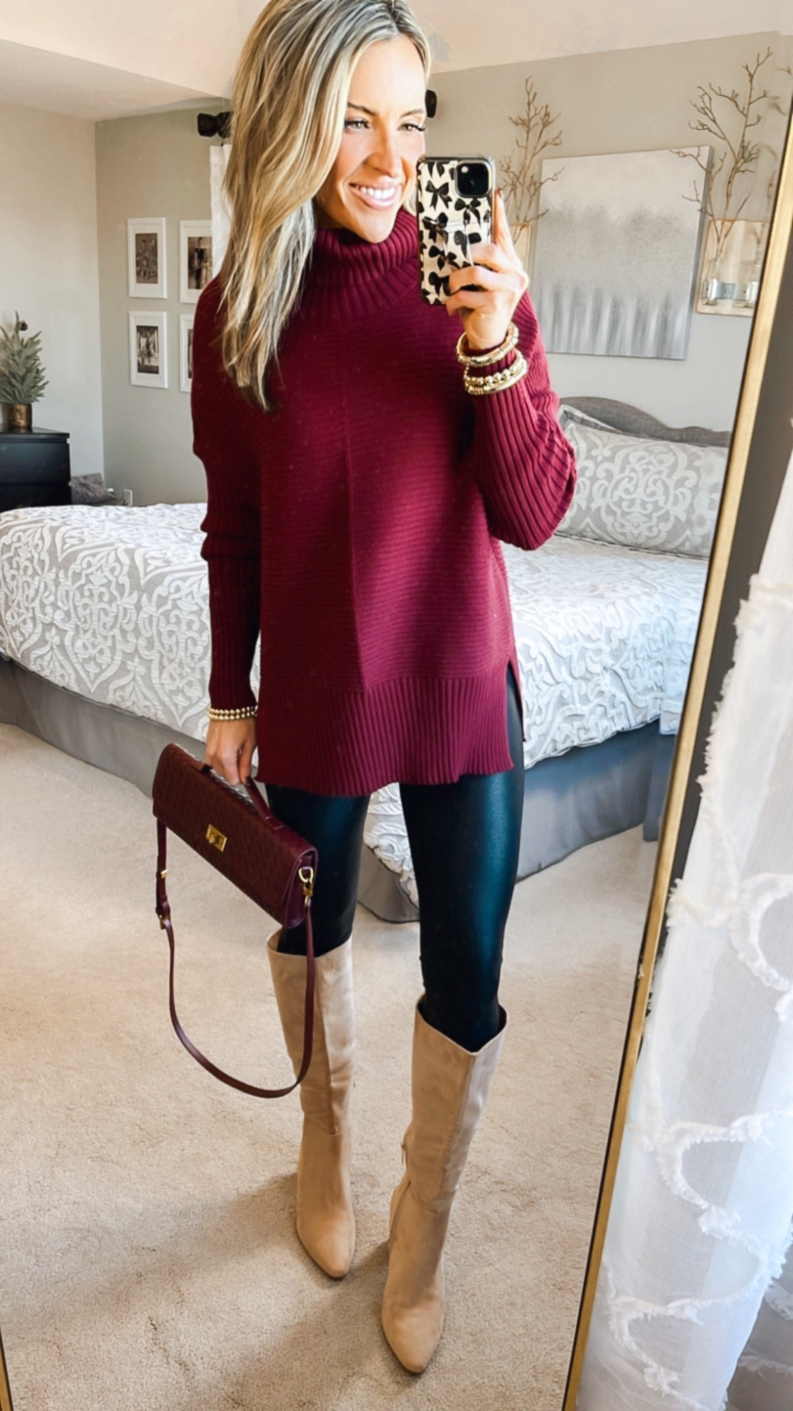 These faux leather leggings are a closet must!! I prefer these over my name brand 🙌 They instantly elevate an outfit all while being Super comfy and stylish. Wearing xs
Makes a great Thanksgiving outfit of church on Sunday! 

#LTKHoliday #LTKStyleTip #LTKFindsUnder50