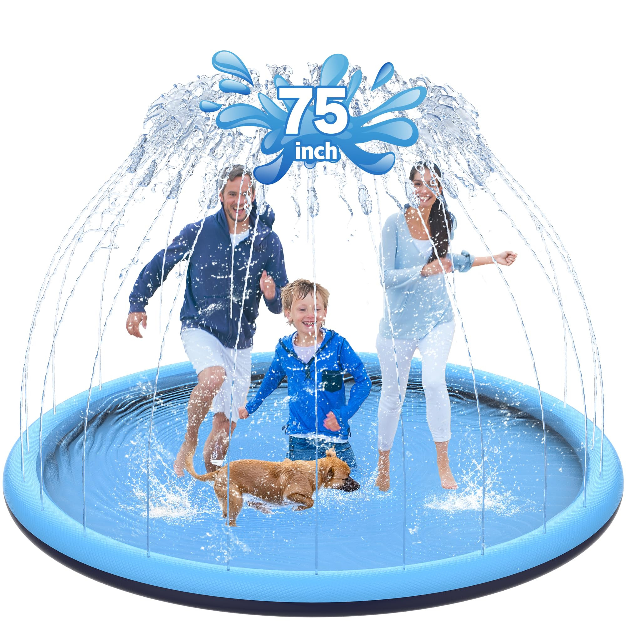75" Non-Slip Splash Pad for Kids and Dog, Thicken Sprinkler Pool Summer Outdoor Water Toys, Extra... | Amazon (US)