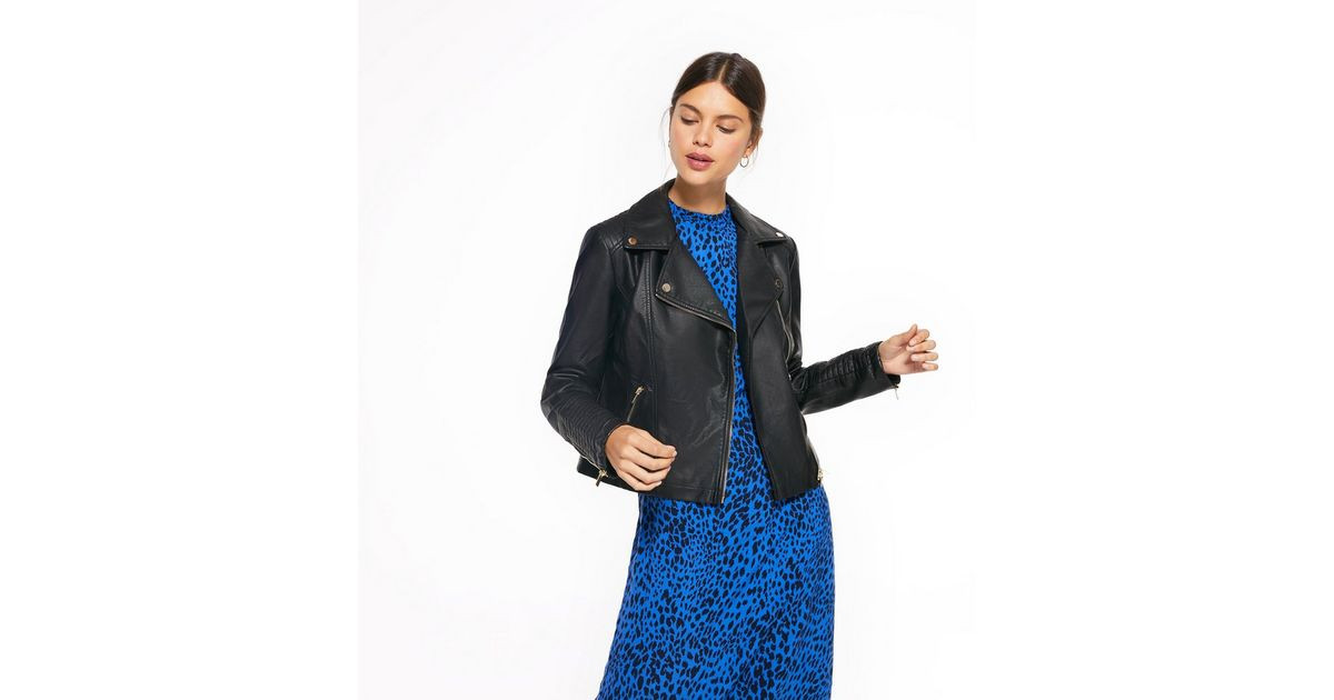 Black Leather-Look Quilted Biker Jacket
						
						Add to Saved Items
						Remove from Saved I... | New Look (UK)