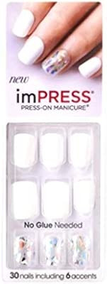 Kiss imPress Press-On Manicure Short Length White Nails # 60659 One Shine Day, Ultra-Fit | Amazon (US)