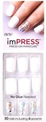 Kiss imPress Press-On Manicure Short Length White Nails # 60659 One Shine Day, Ultra-Fit | Amazon (US)