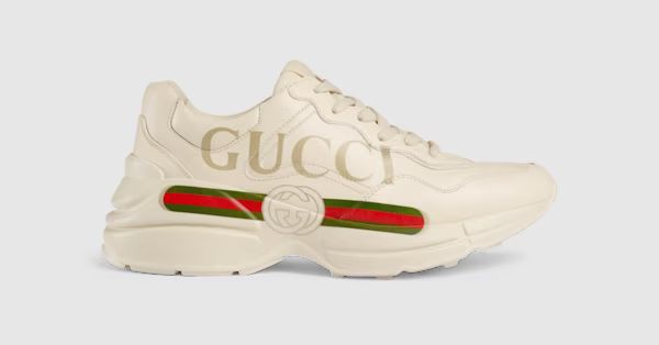 Gucci - Women's Rhyton Gucci logo leather sneaker | Gucci (US)