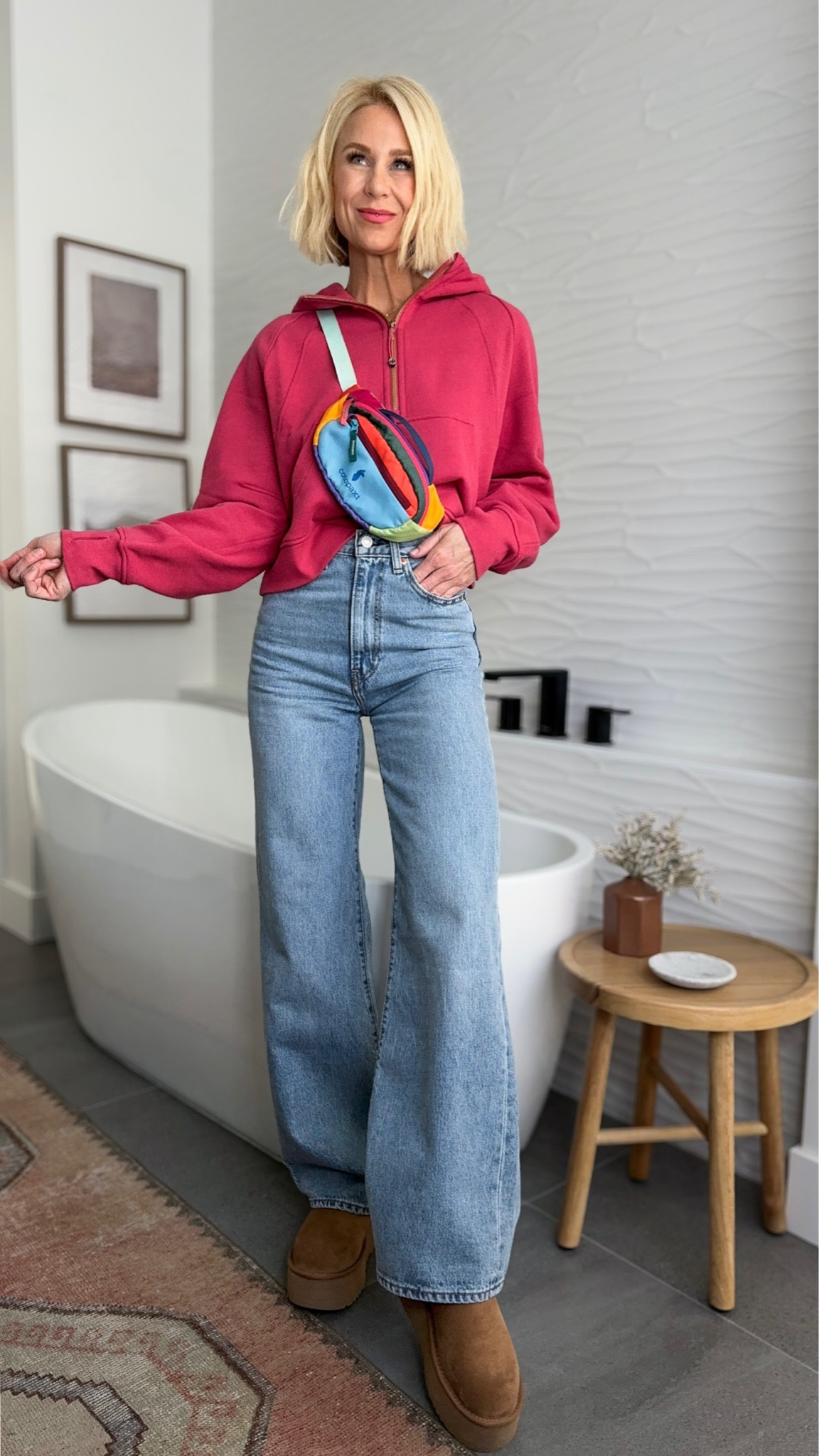 40% off sitewide — grab these jeans for $65! Such a steal for premium denim. I linked my other favorite styles too && the ones my hubby and Boys wear.
*if you don’t care for high rise, but want the wide leg style, I linked a lower rise pair.👍🏼
Sizing:
Everything runs true to size.
Wearing m/l pullover, size 27x32 jeans
Uggs run tts.

#LTKCyberWeek #LTKGiftGuide #LTKsalealert