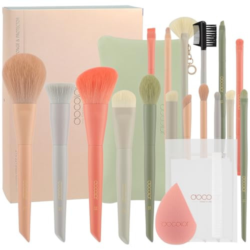 Docolor Makeup Brushes 17+2 Pcs with Makeup Bag and Makeup Sponge and Brush Protector Morandi Makeup Brush Set Premium Synthetic hair makeup brush Wooden handle Gift Box | Amazon (US)