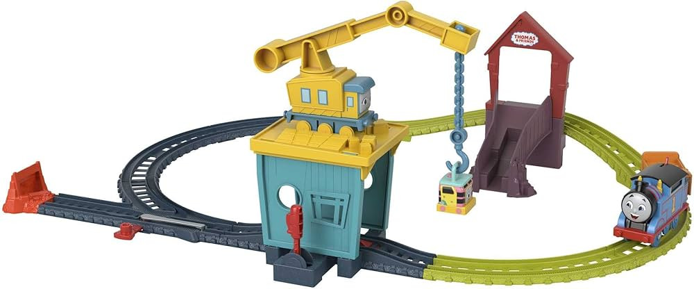 Thomas & Friends Motorized Toy Train Set Fix 'em Up Friends with Carly the Crane, Sandy the Rail ... | Amazon (US)