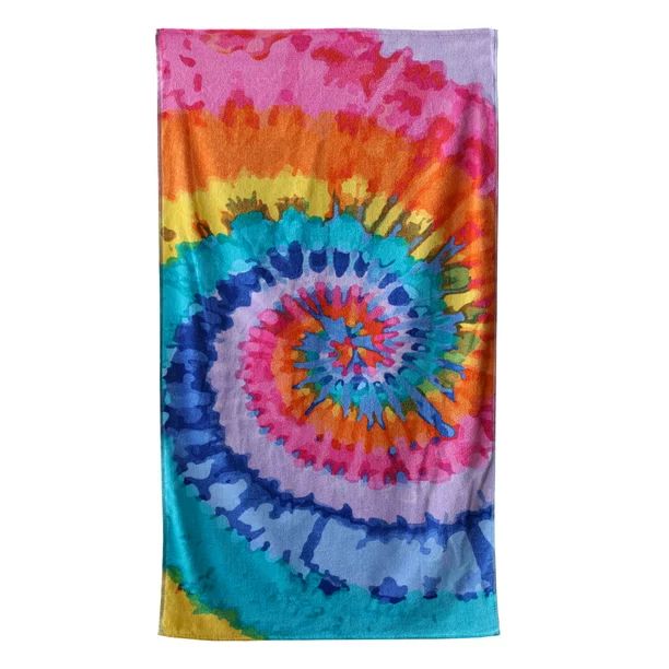 Mainstays Velour Beach Towel, Tie Dye,Purple, 28x60 | Walmart (US)