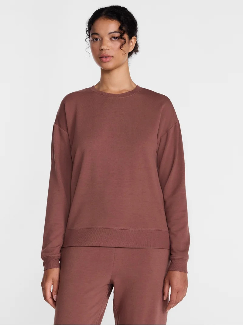 Joyspun Women's Fleece Lounge Sleep Top with Long Sleeves, Sizes XS-3X | Walmart (US)