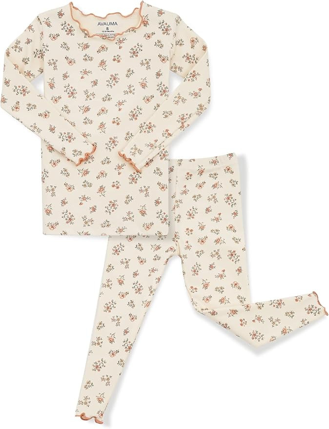 AVAUMA Baby Boy Girl Pajama Set 6M-7T Kids Cute Toddler Snug fit Flower Pattern Design Pjs Cotton... | Amazon (US)