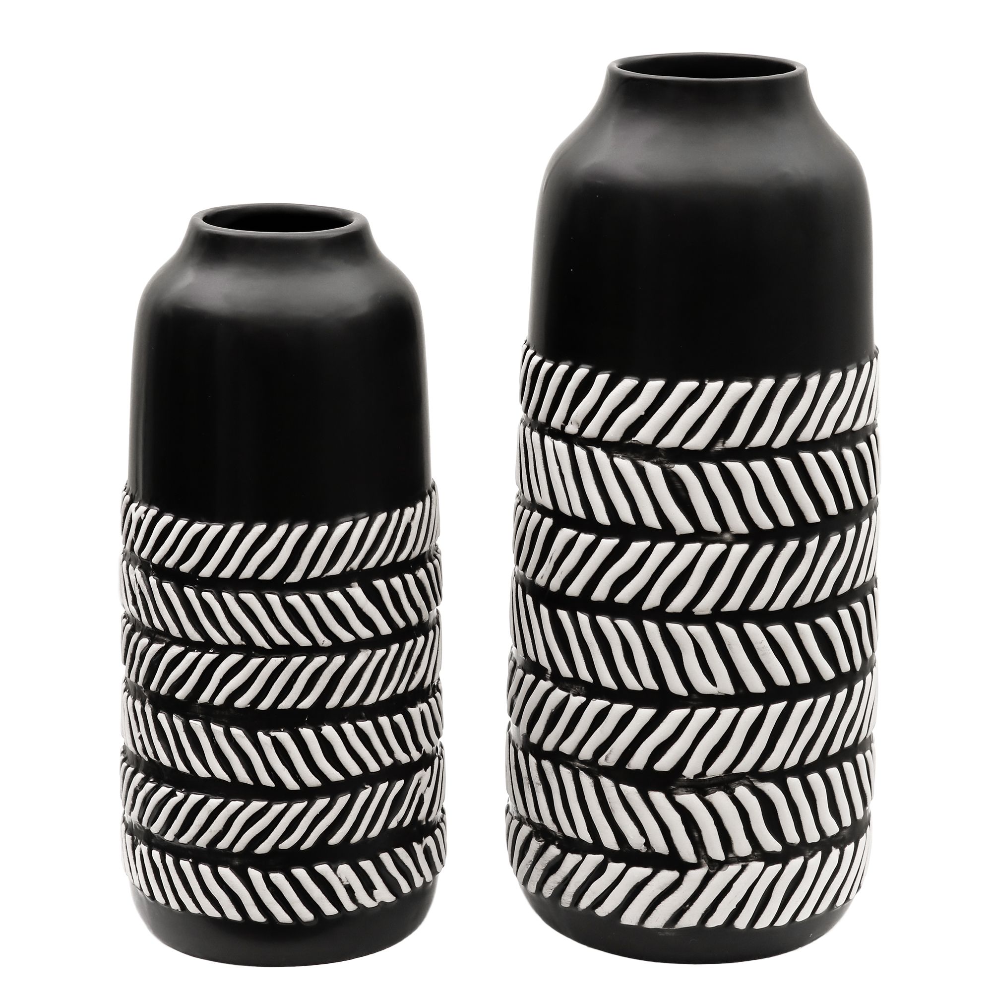 TERESA'S COLLECTIONS 10''H, 7.5''H Black Ceramic Vases Set for Home Decor, Tribal Decorative Vase... | Walmart (US)