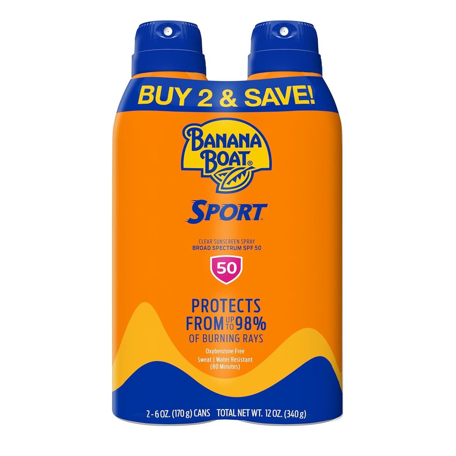 Banana Boat Ultra Sport Reef Friendly Sunscreen Spray, Broad Spectrum SPF 50, 6 Oz (Pack of 2) | Amazon (US)