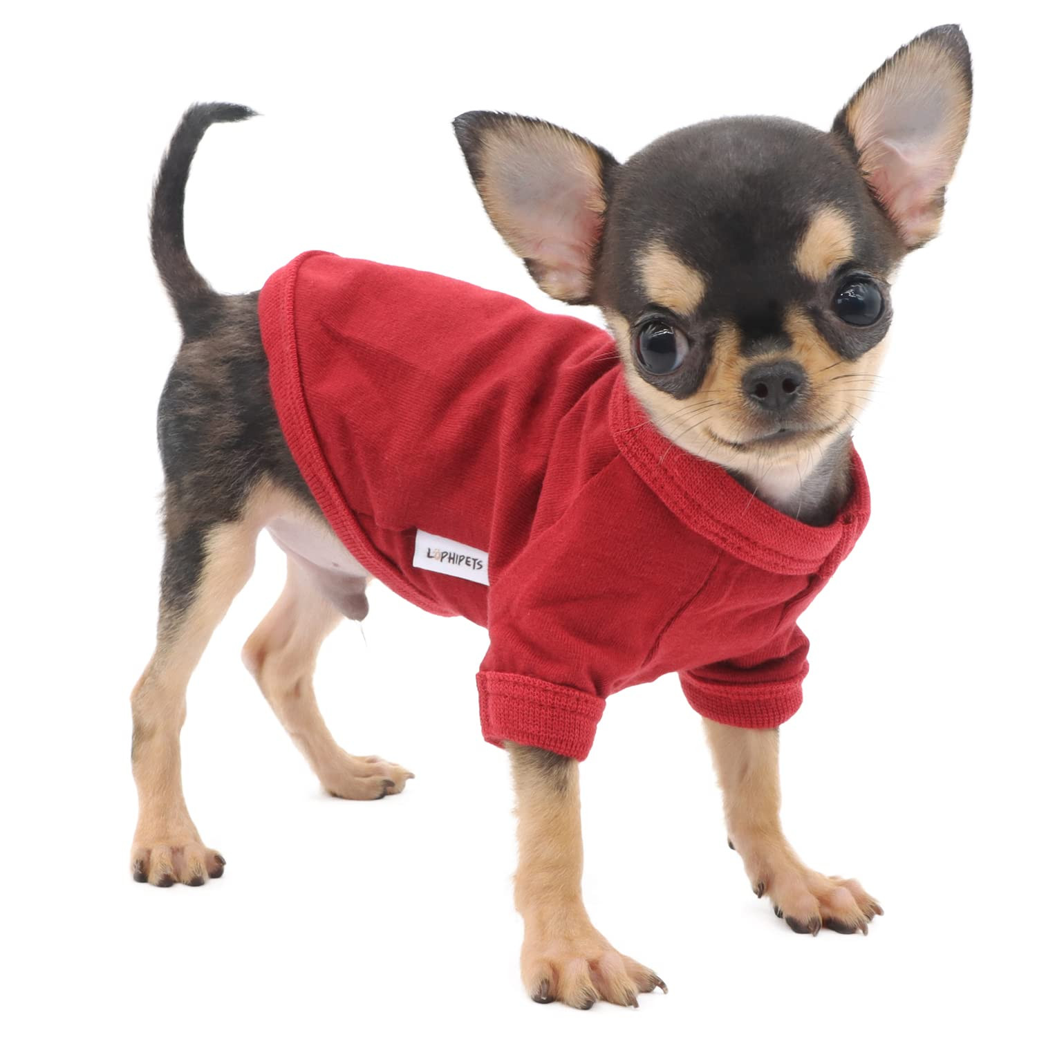 LOPHIPETS 100% Cotton Dog Tee Shirt for Small Dogs Teacup Chihuahua Yorkie Puppy Clothes-Red/XXS | Amazon (US)