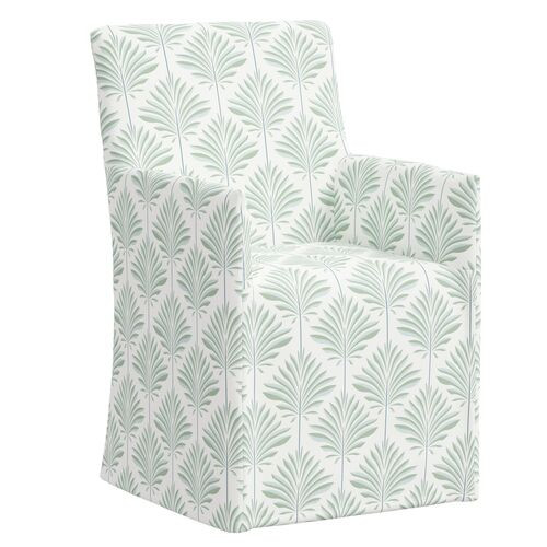 Edith Slipcover Dining Armchair, Cerifera Palm | One Kings Lane