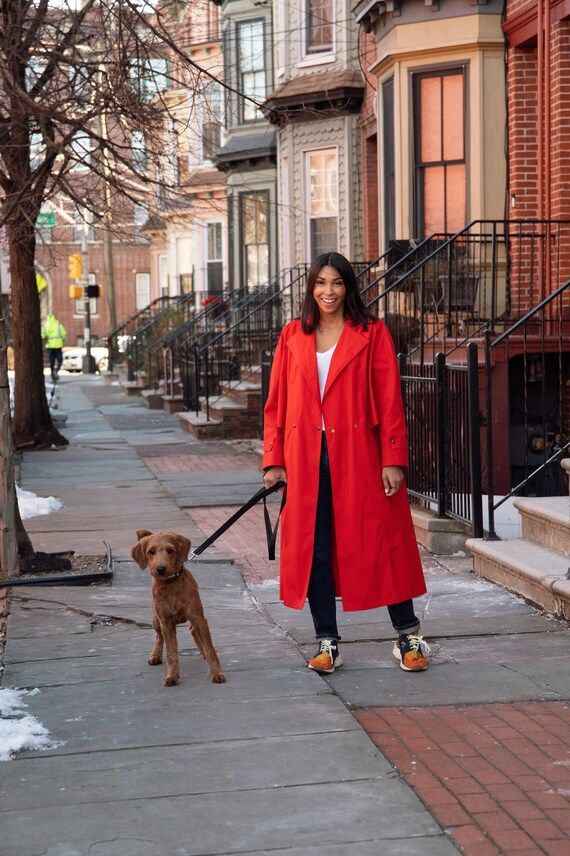 1990s Vintage Botany 500 Red Trench Coat | Etsy | Etsy (US)