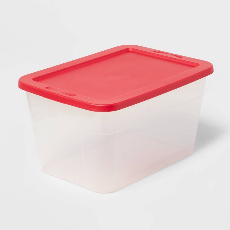 56qt Non-Latching Storage Bin Red with Green Lid - Brightroom™ | Target