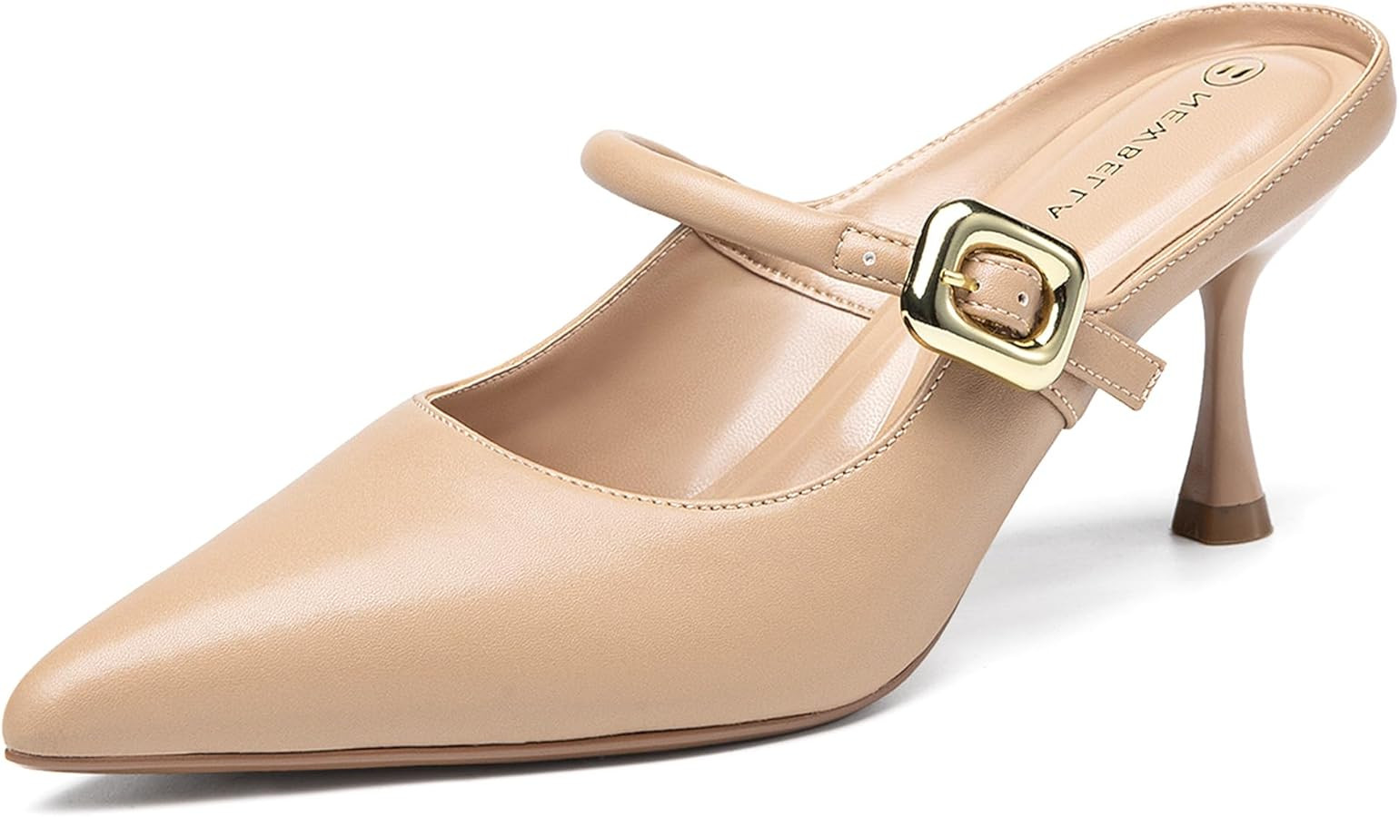 NEWBELLA Women's Pointed Toe Heeled Mules | Amazon (US)