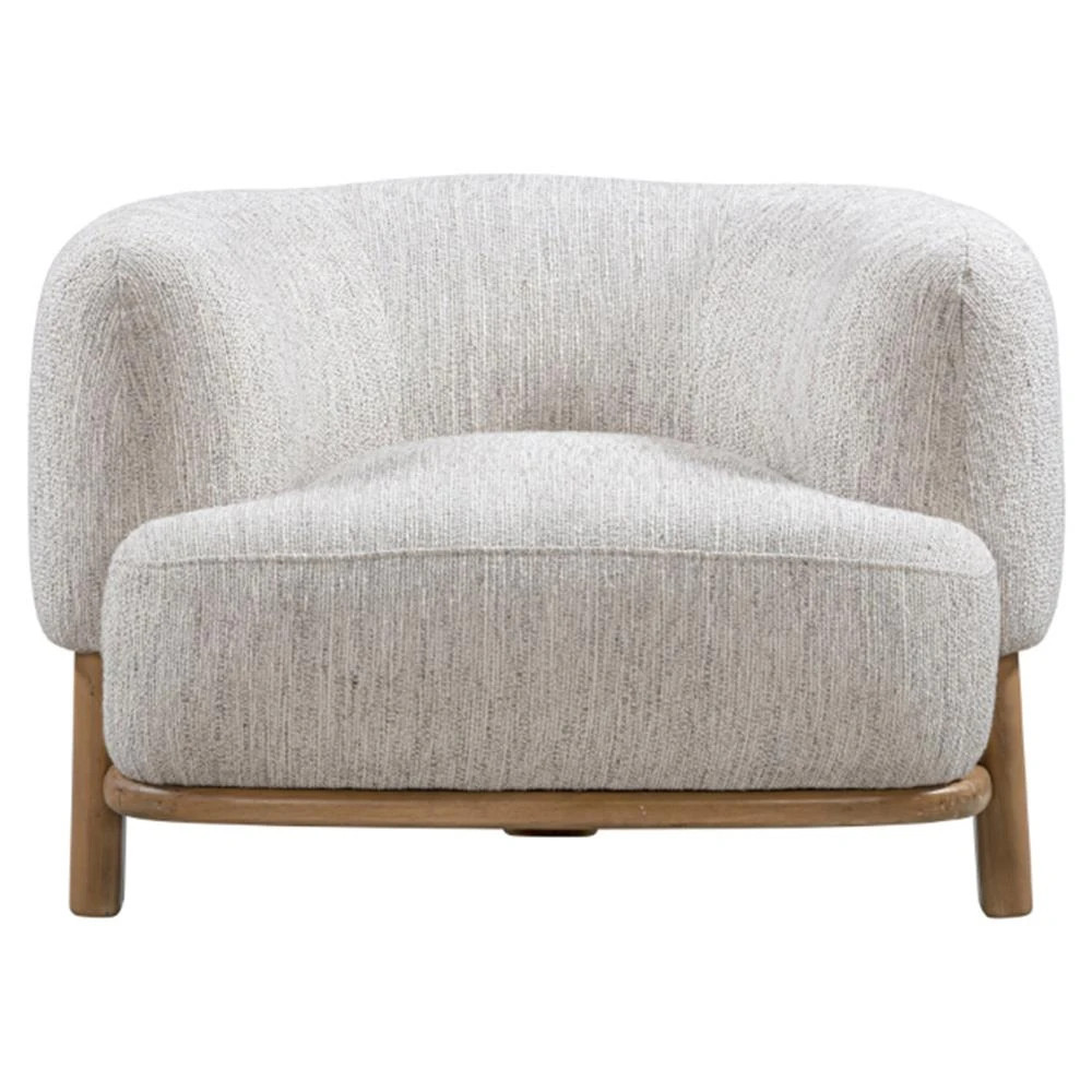 Victoria Modern Classic Grey Performance Boucle Oak Wood Occasional Chair | Kathy Kuo Home