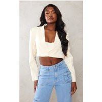 Tall Off White Oversized Cropped Blazer | PrettyLittleThing CAN