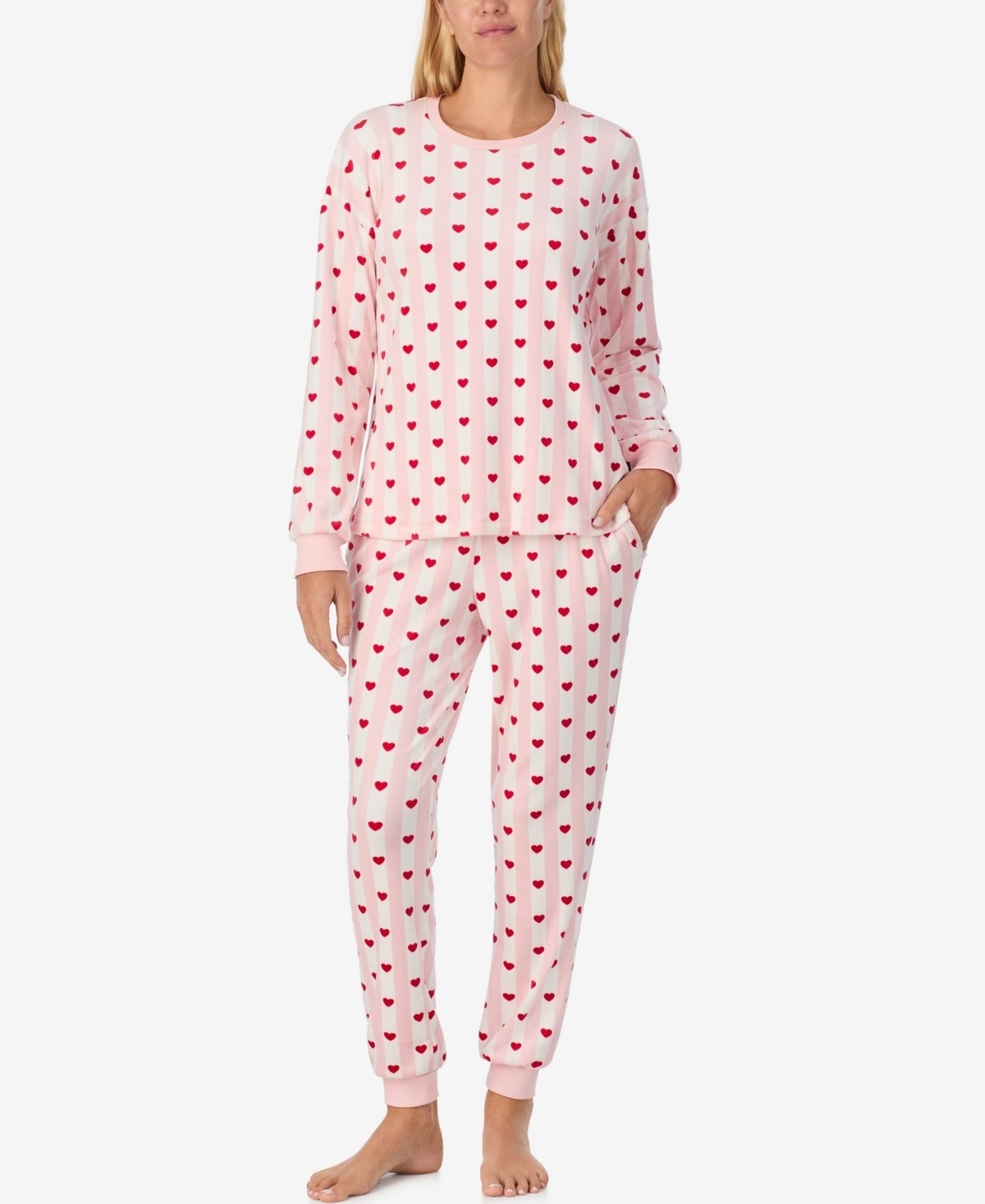 Kate Spade New York Women's 2-Piece Sleepwear Long-Sleeve Top and Jogger Pajama Set - Hearts | Macy's