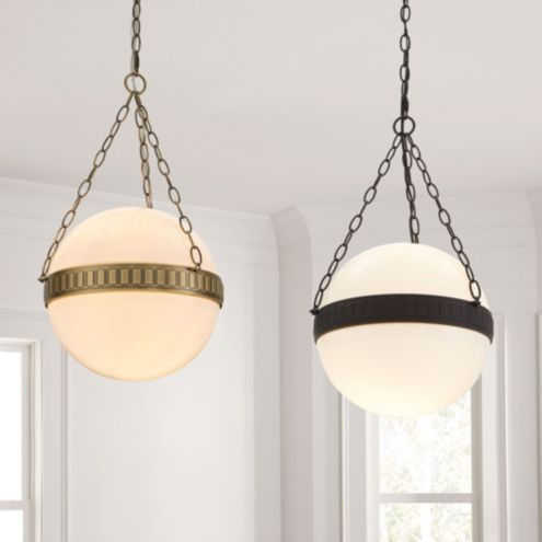 Calhoun Large Steel & Milk Glass Globe Pendant Chandelier | Ballard Designs, Inc.