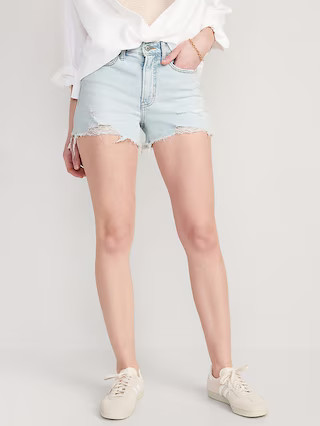 High-Waisted OG Straight Ripped Jean Shorts for Women -- 3-inch inseam | Old Navy (US)