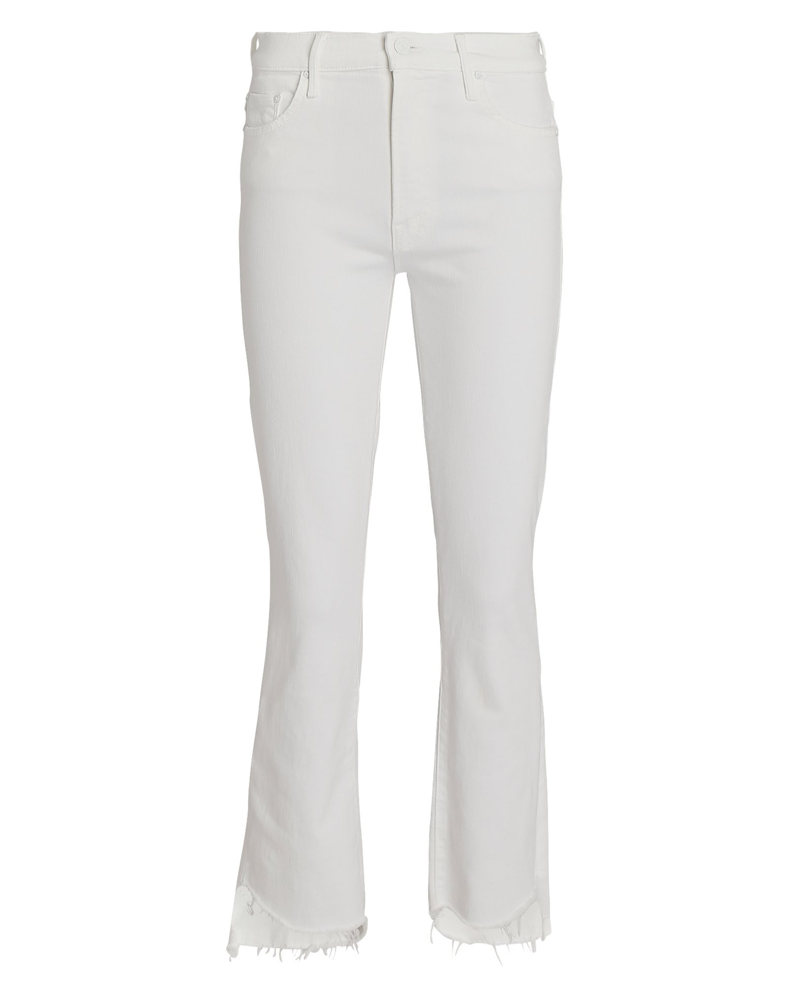 MOTHER The Insider Crop Step Fray Jeans, White 34 | INTERMIX