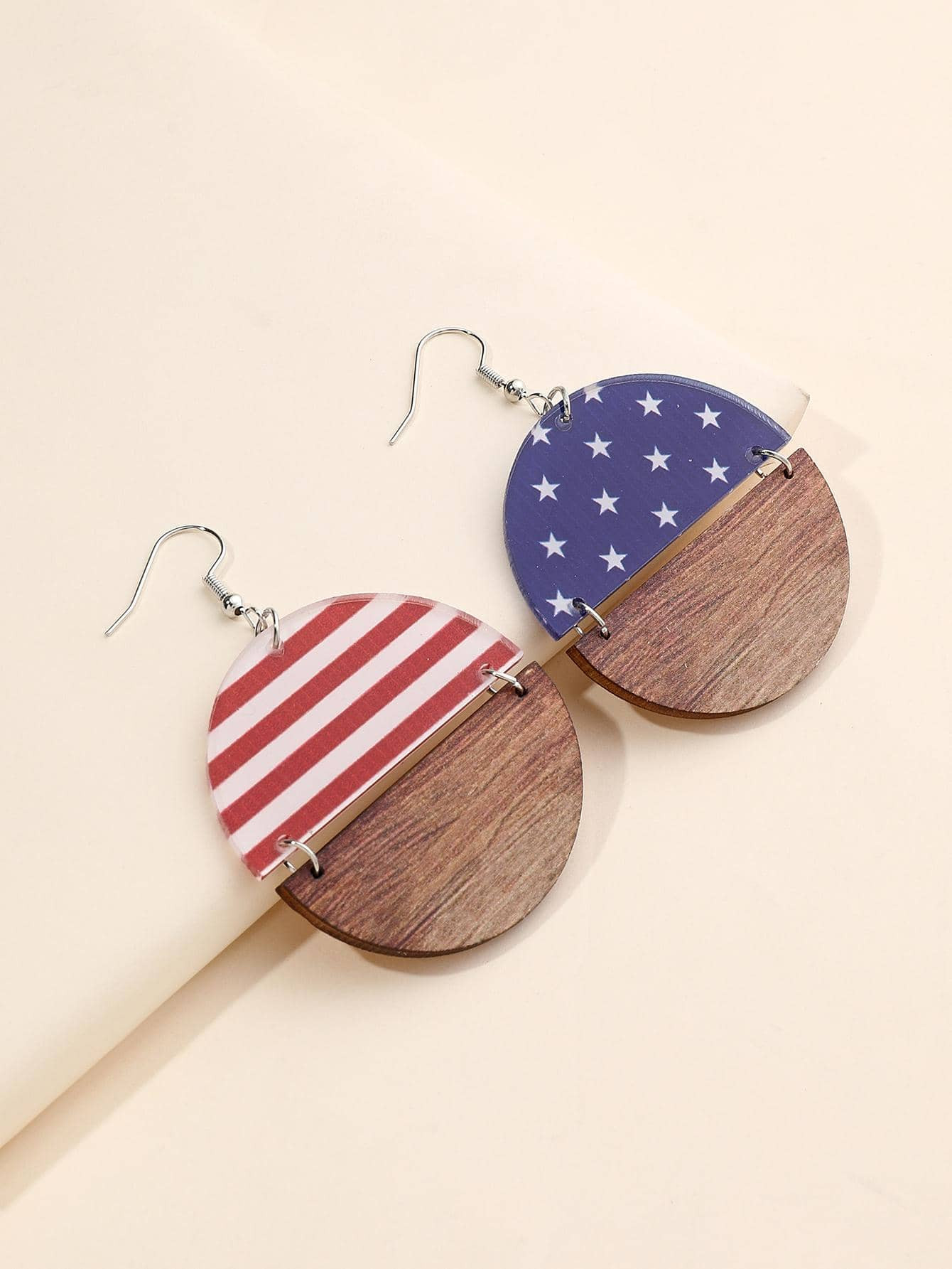 1pair Americana Flag Star Printed Drop Earrings For Women For American Independence Day | SHEIN