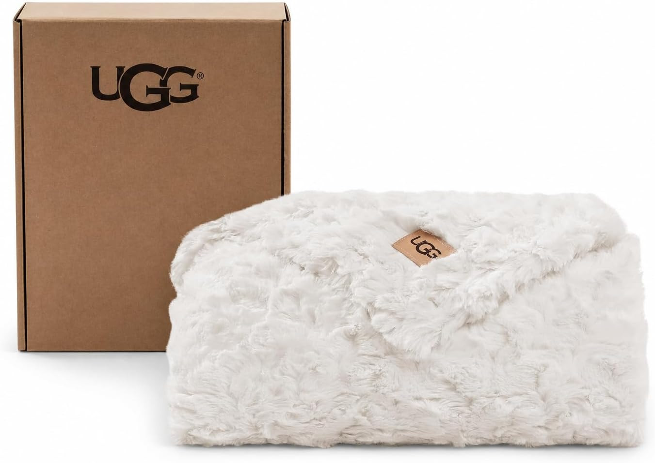 UGG Adalee Throw Blanket for Couch, Faux Fur Blanket, 50" x 70", White | Amazon (US)