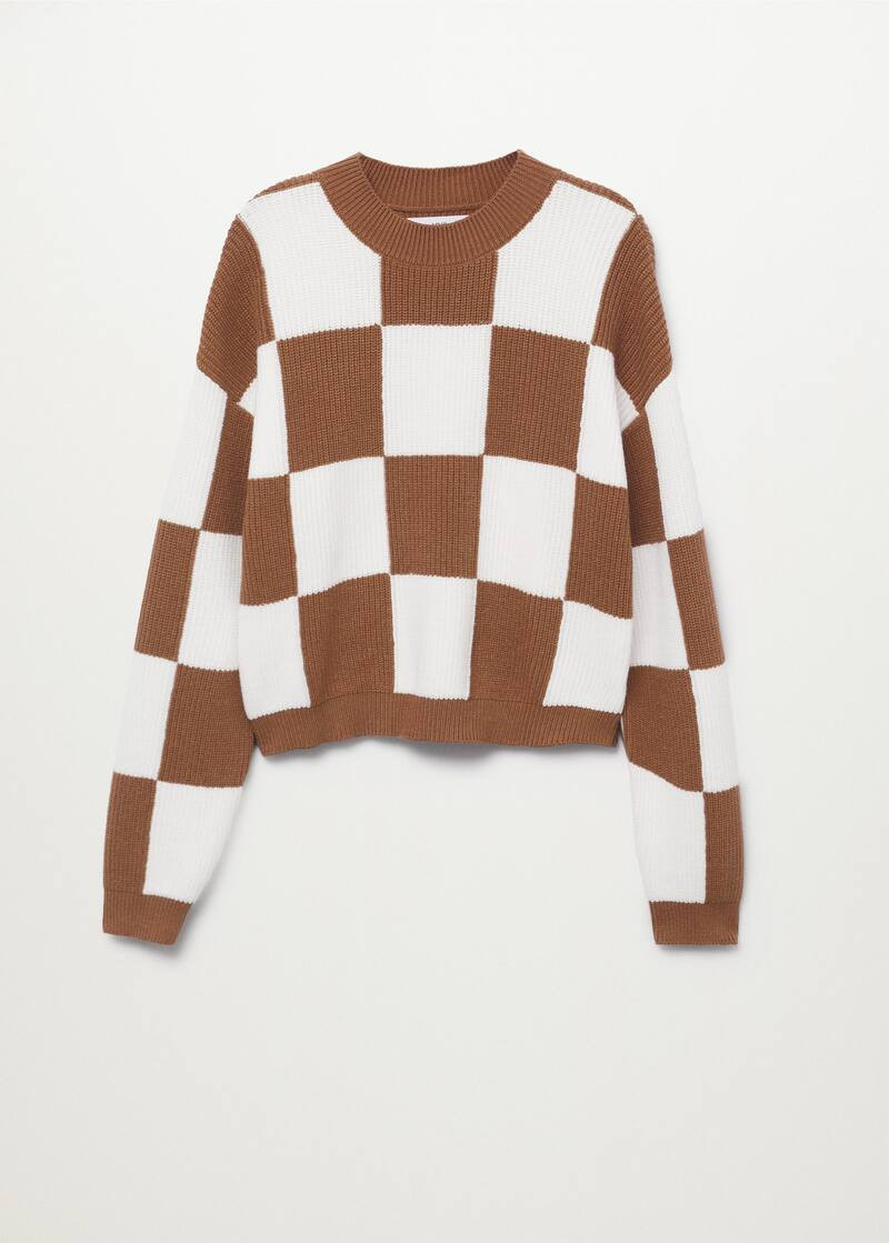Checks knitted sweater | MANGO (US)