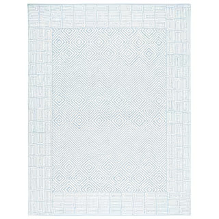 SAFAVIEH Roslyn Light Blue/Ivory 8 ft. x 10 ft. Border Chevron Area Rug ROS353M-8 | The Home Depot