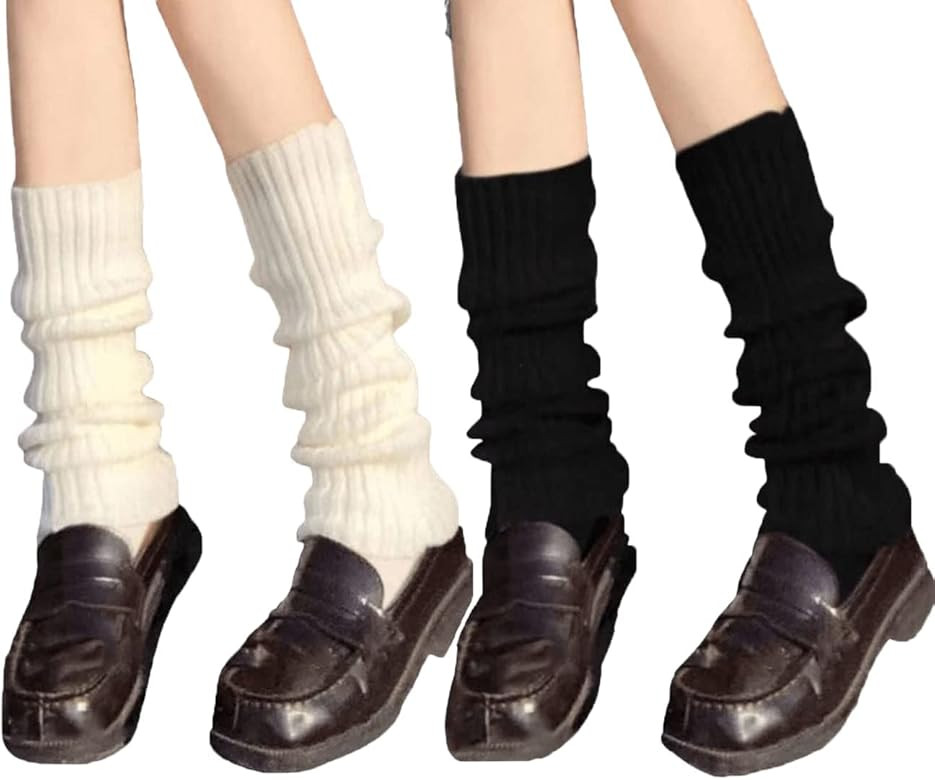 Verdusa Women's Solid Rib Knit Leg Warmers Y2K 80s Socks | Amazon (US)