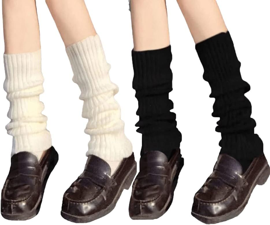 Verdusa Women's Solid Rib Knit Leg Warmers Y2K 80s Socks | Amazon (US)