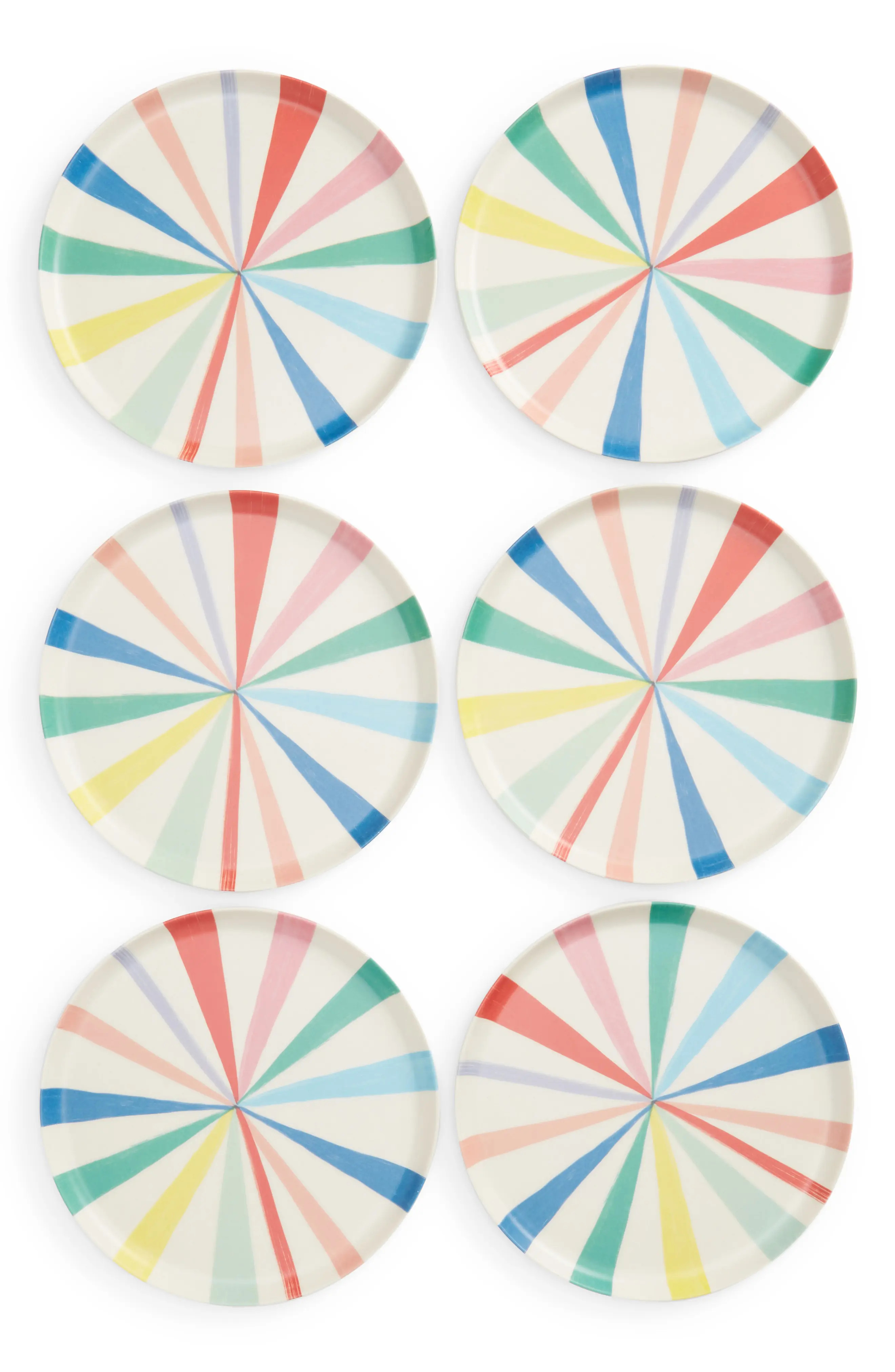 Meri Meri Bright Stripe Set of 6 Reusable Bamboo Party Plates at Nordstrom, Size Small | Nordstrom