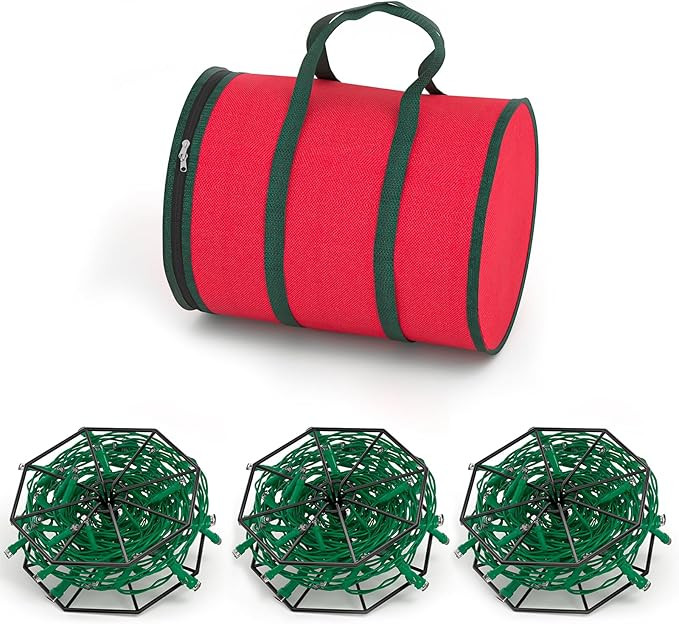 Christmas Light Storage Zipper Carrying Bag - with 3 Metal Reels to Store Holiday Christmas Light... | Amazon (US)