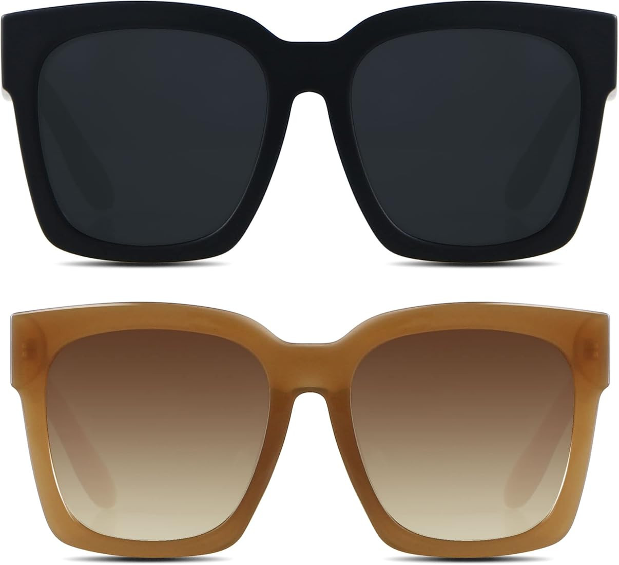 ANDWOOD Oversized Sunglasses for Women Big Large Square Wide Frame Shades Retro Trendy Fashion UV... | Amazon (US)