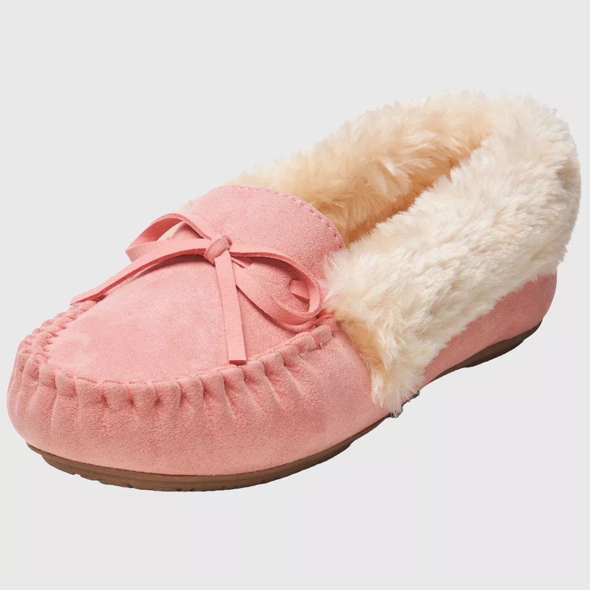 Alpine Swiss Leah Womens Shearling Moccasin Slippers Faux Fur Slip On House Shoes Pink 7 M US | Target