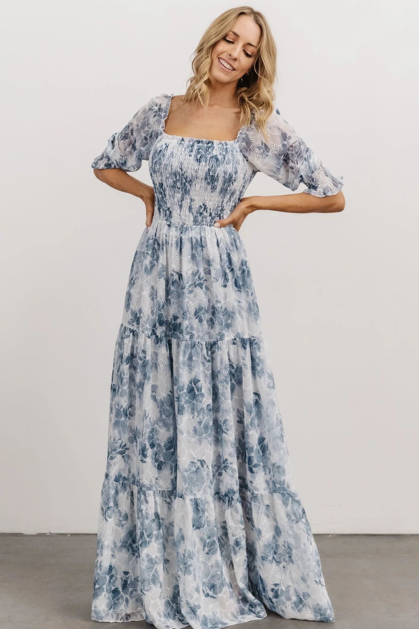 Bailey Eyelet Maxi Dress | Blue | Baltic Born