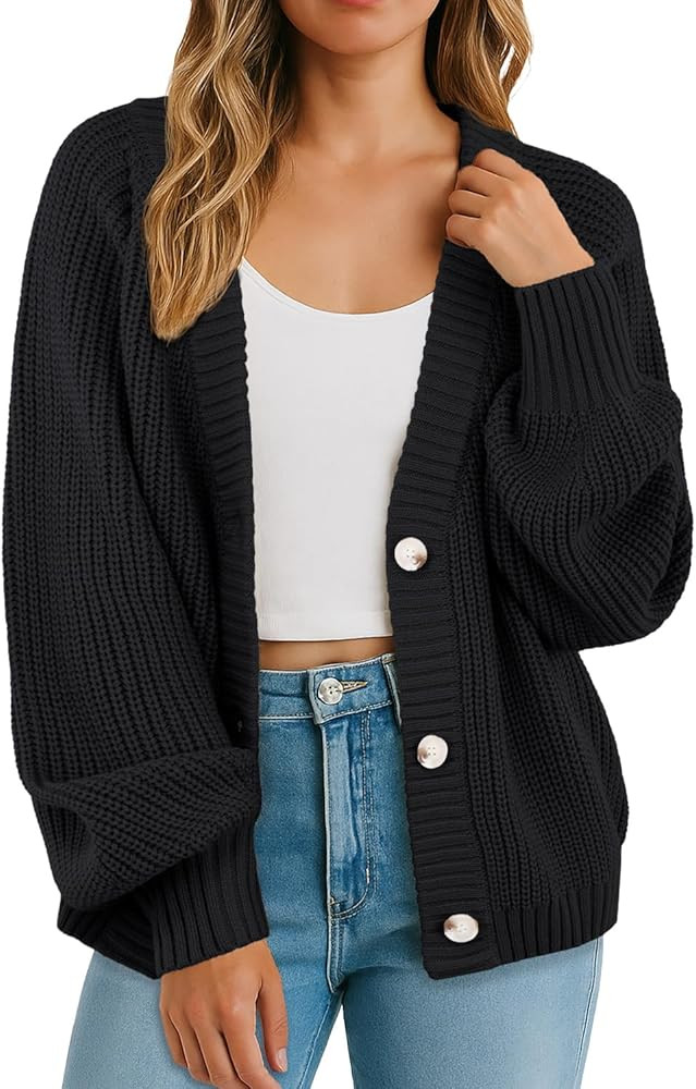 GRECERELLE Women's Cardigan Sweater Thick Knitted Open Front Long Sleeve Button Up Loose Casual O... | Amazon (US)