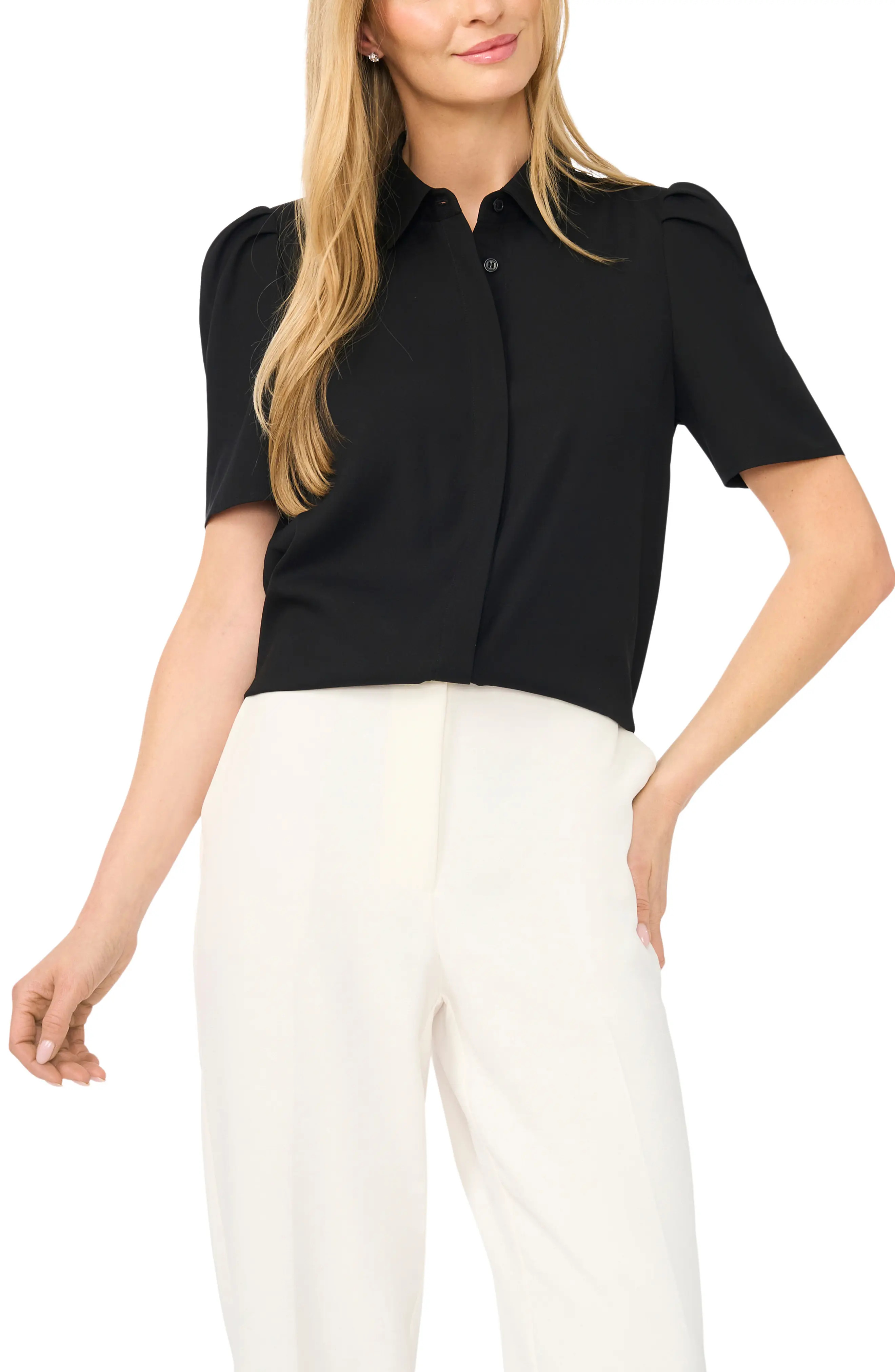 Puff Sleeve Button-Up Top (Women) | Nordstrom | Nordstrom