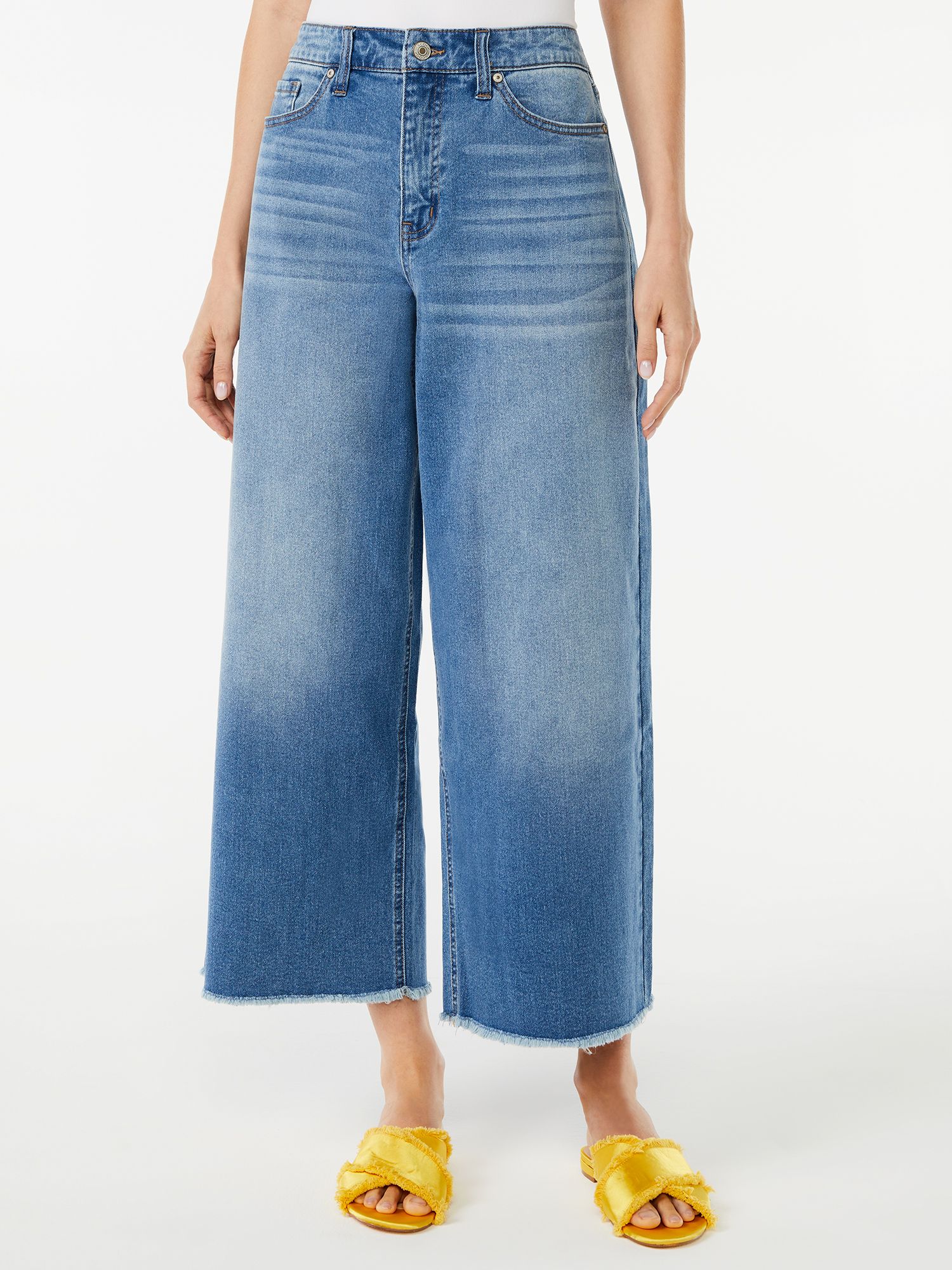 Scoop Women's Marietta Cropped Wide Leg Jeans - Walmart.com | Walmart (US)