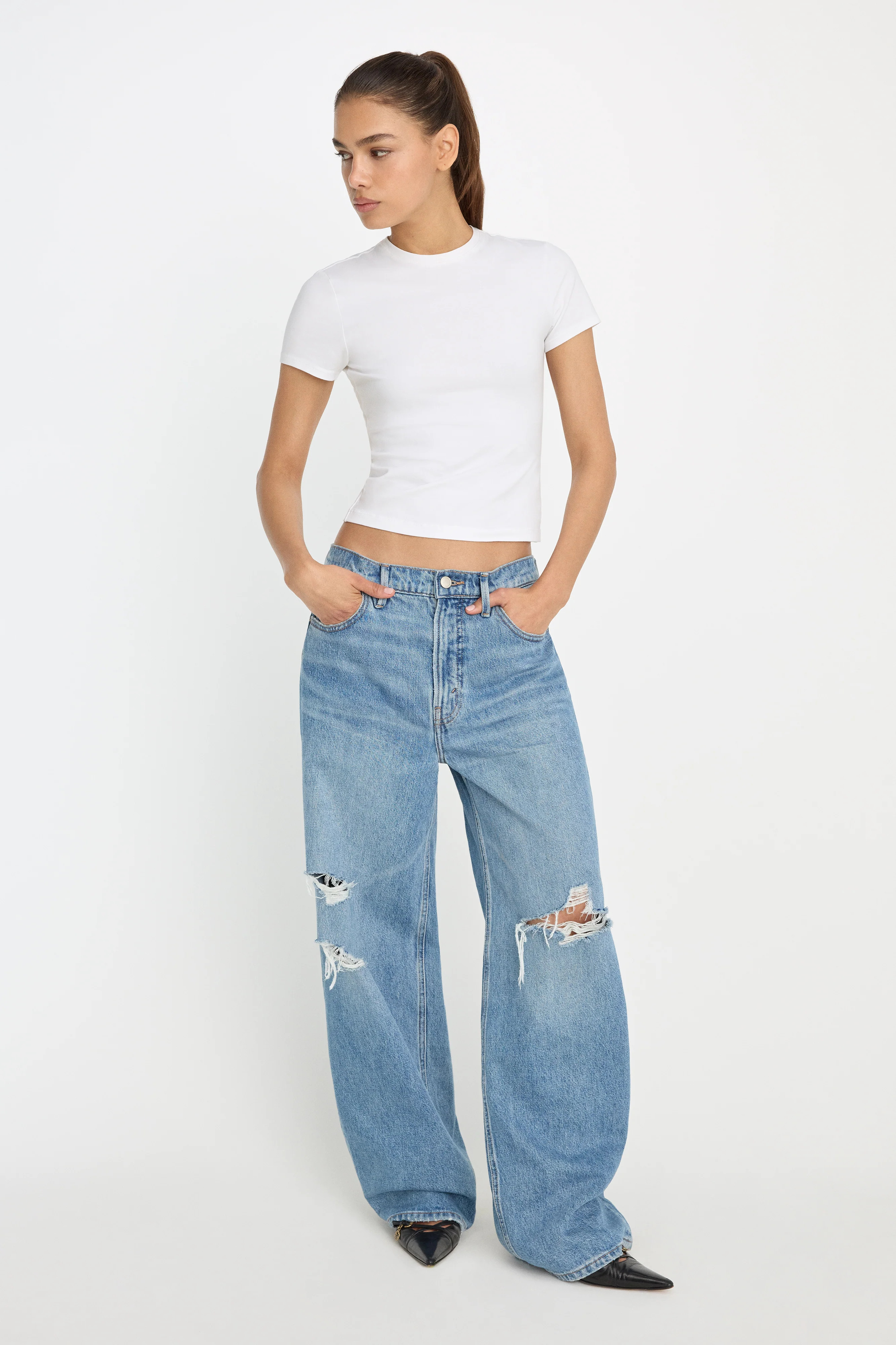 SUPER STRETCH BABY TEE | WHITE001 - GOOD AMERICAN | Good American