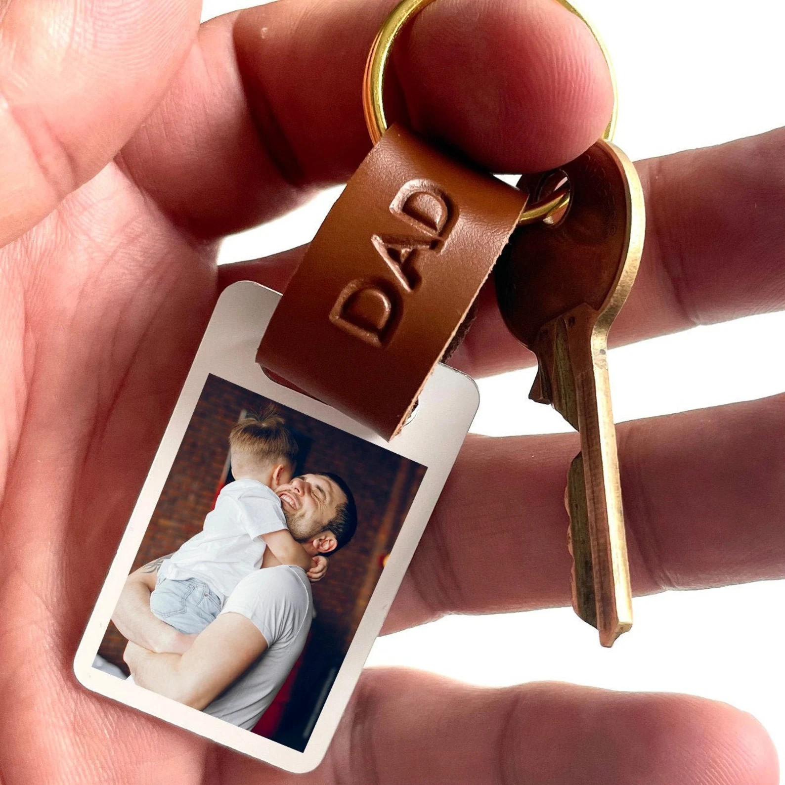 Personalised Dad Photo Keyring / Leather Photograph Keychain / Christmas Birthday Father's Day Gi... | Etsy (Global)