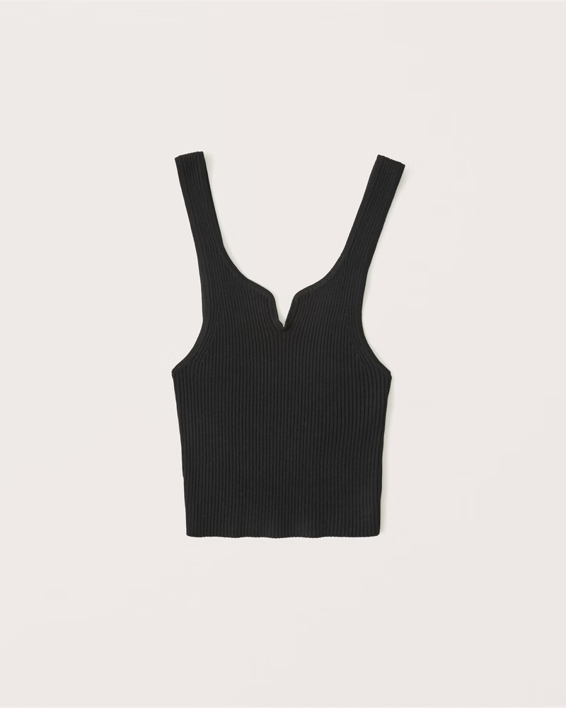 Women's Elevated Knit Notch-Neck Tank | Women's Tops | Abercrombie.com | Abercrombie & Fitch (US)