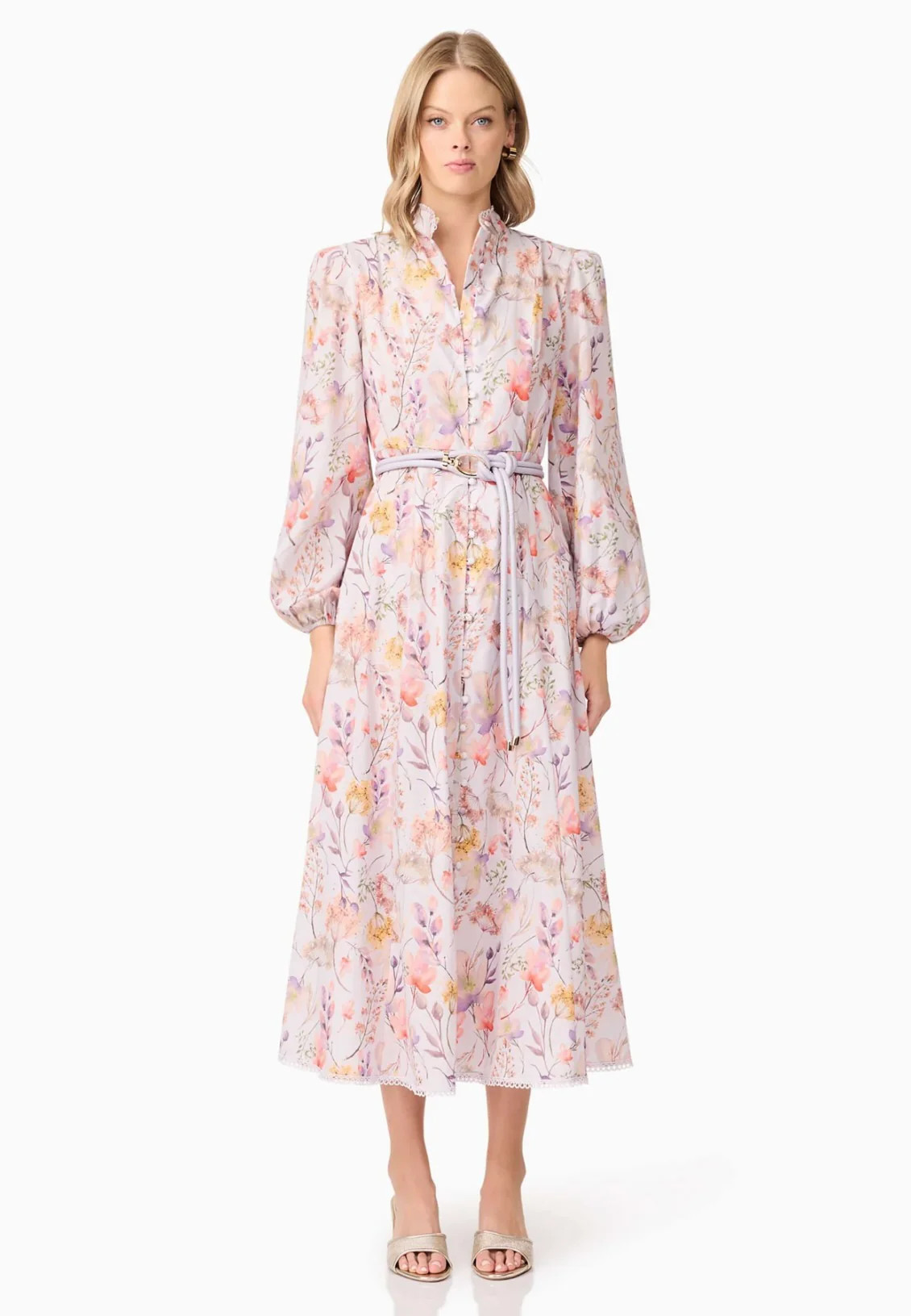 Ines Midi Shirt Dress in Purple Floral | Sierra Deene