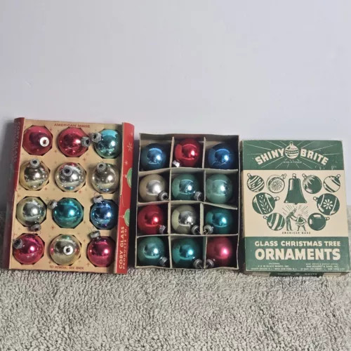 Vintage Shiny Brite Mercury Glass Christmas Ornaments Boxes Made In USA 24 Small  | eBay | eBay US