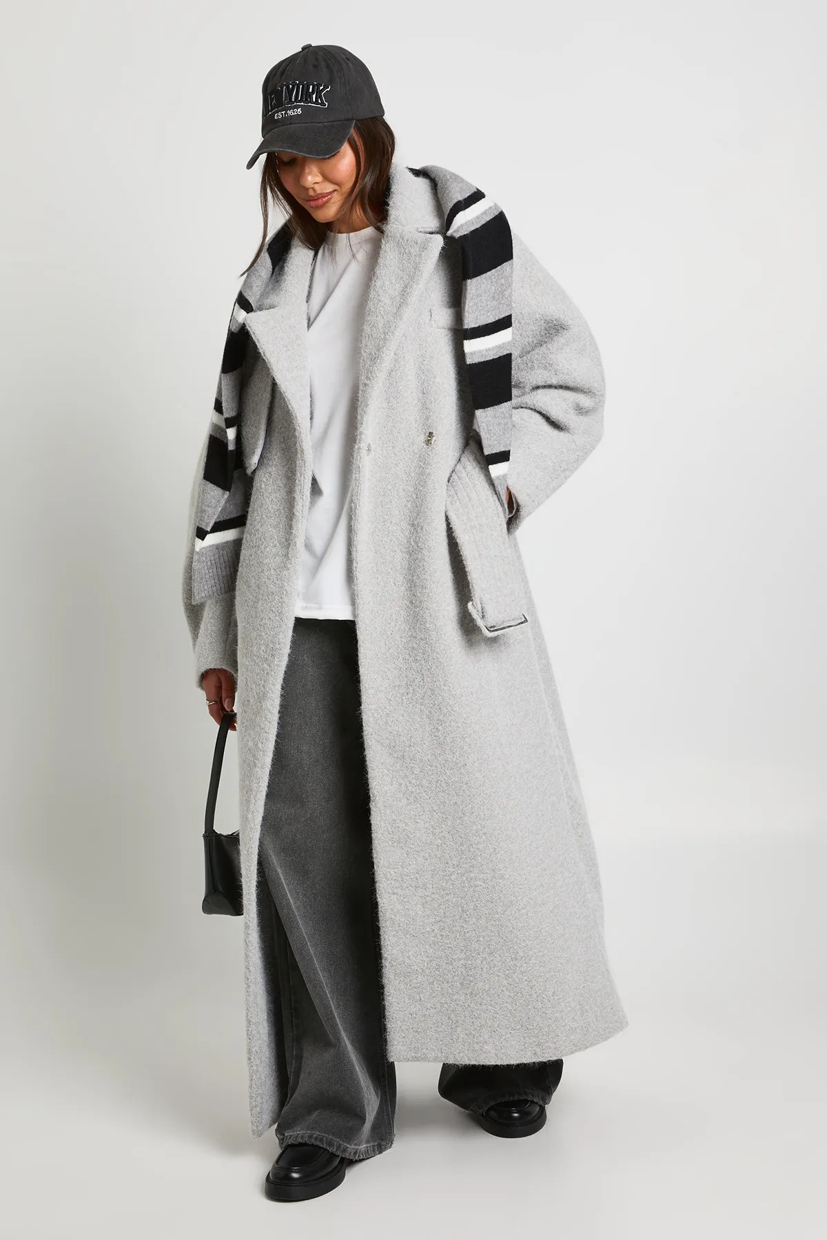Textured Wool Look Belted Maxi Coat | Boohoo.com (UK & IE)