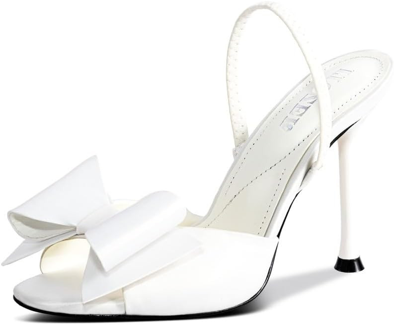 Satin High Heels Slingback Open Toe Mules Sandals Bow Stiletto Sexy Heels Comfortable Wedding Par... | Amazon (US)