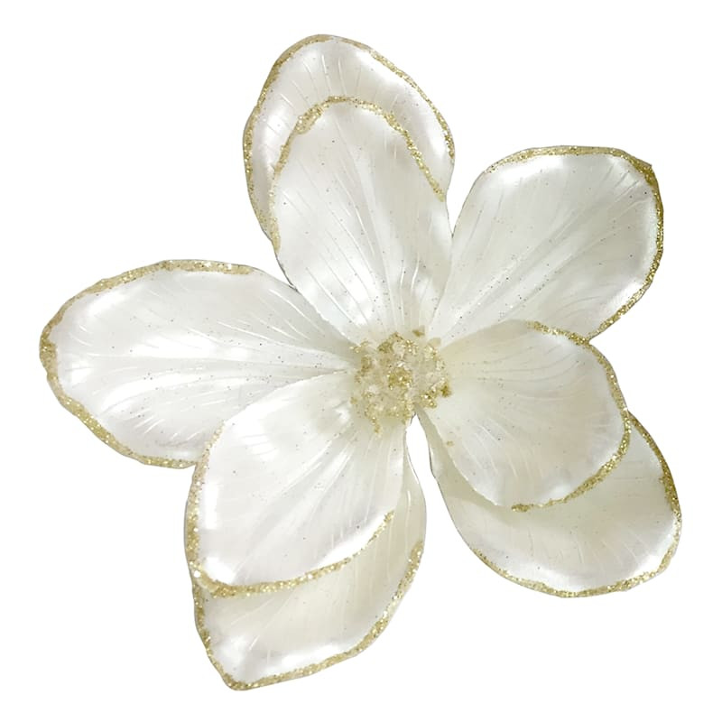 Providence White Magnolia Clip Ornament, 6.5" | At Home