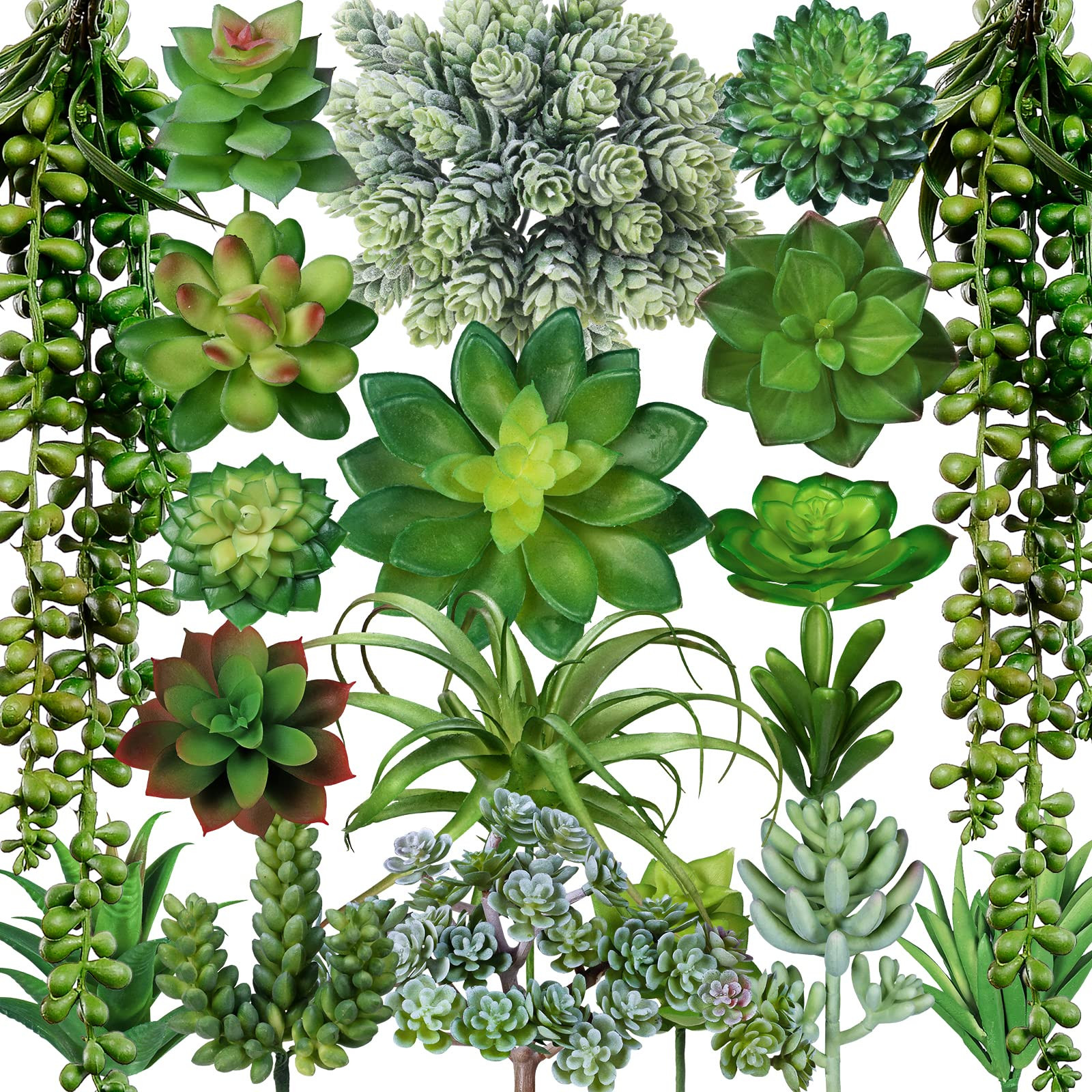 Winlyn 19 Pcs Assorted Artificial Succulents Plants Unpotted Small Green Aloe Hops Cactus String ... | Amazon (US)